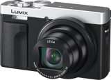 Panasonic Lumix TZ99 black-silver camera, front view with Leica lens