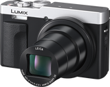 Panasonic Lumix TZ99 Leica lens close-up on silver-top black body