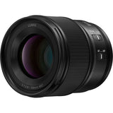 Panasonic Lumix S 100mm f/2.8 macro lens, angled view of front glass and textured barrel