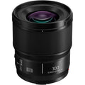 Panasonic Lumix S 100mm f/2.8 macro lens, front element and ribbed metal barrel