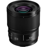 Panasonic Lumix S 100mm f/2.8 macro lens, front element and ribbed metal barrel