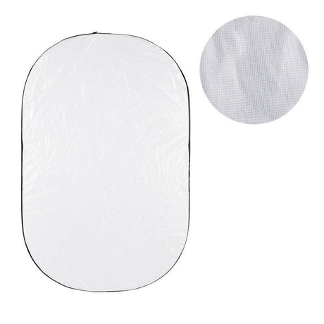 90x120cm diffusion panel, white fabric with oval shape and stitched edges