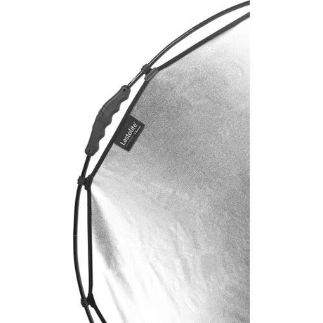 Close-up of HaloCompact reflector edge and clips, silver reflective panel