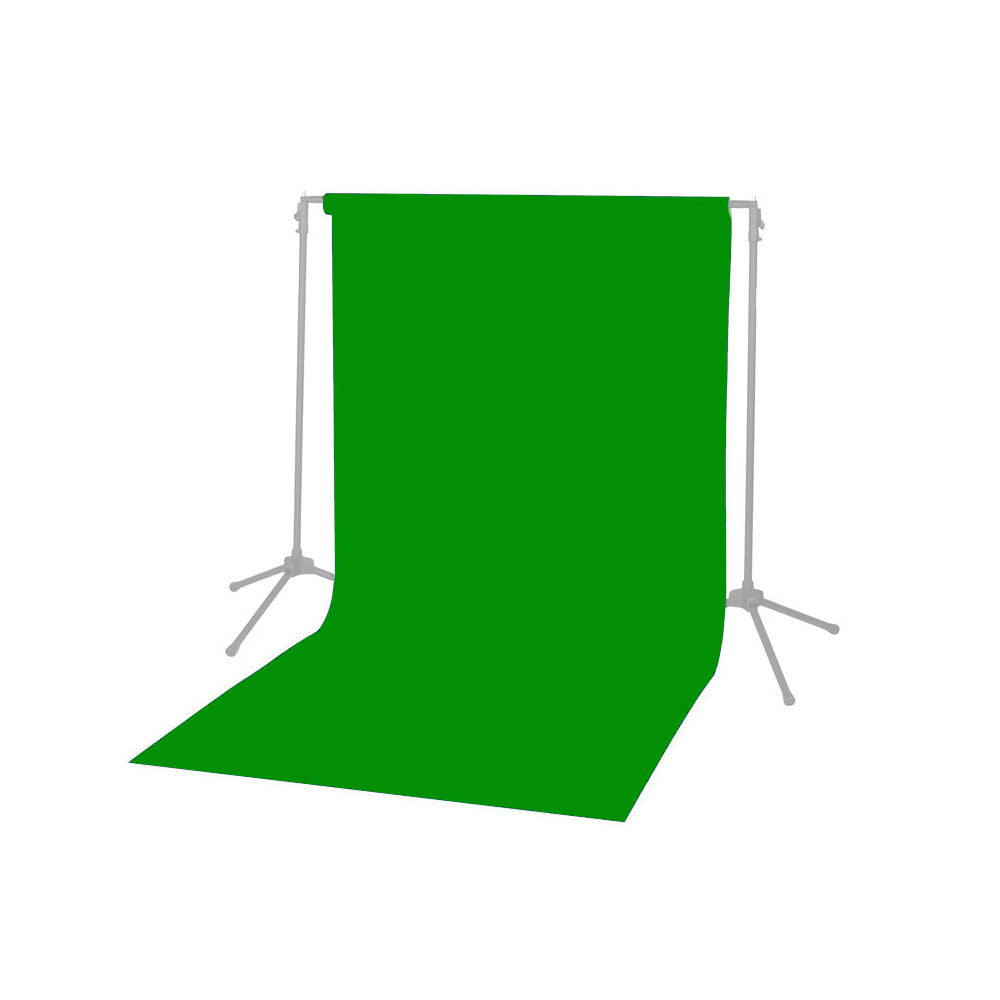 Green chroma key backdrop cloth on support stands, 2x3m roll
