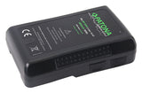 V-mount battery underside with port cutout and charging labels, black 95Wh