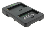 Adaptor Patona V-mount la 2x Sony NP-F, carcasă neagră, contacte și inscripții