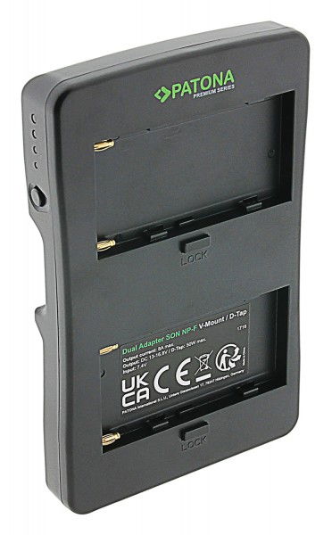 Adaptor Patona V-mount la 2x Sony NP-F, carcasă închisă, contacte aurii