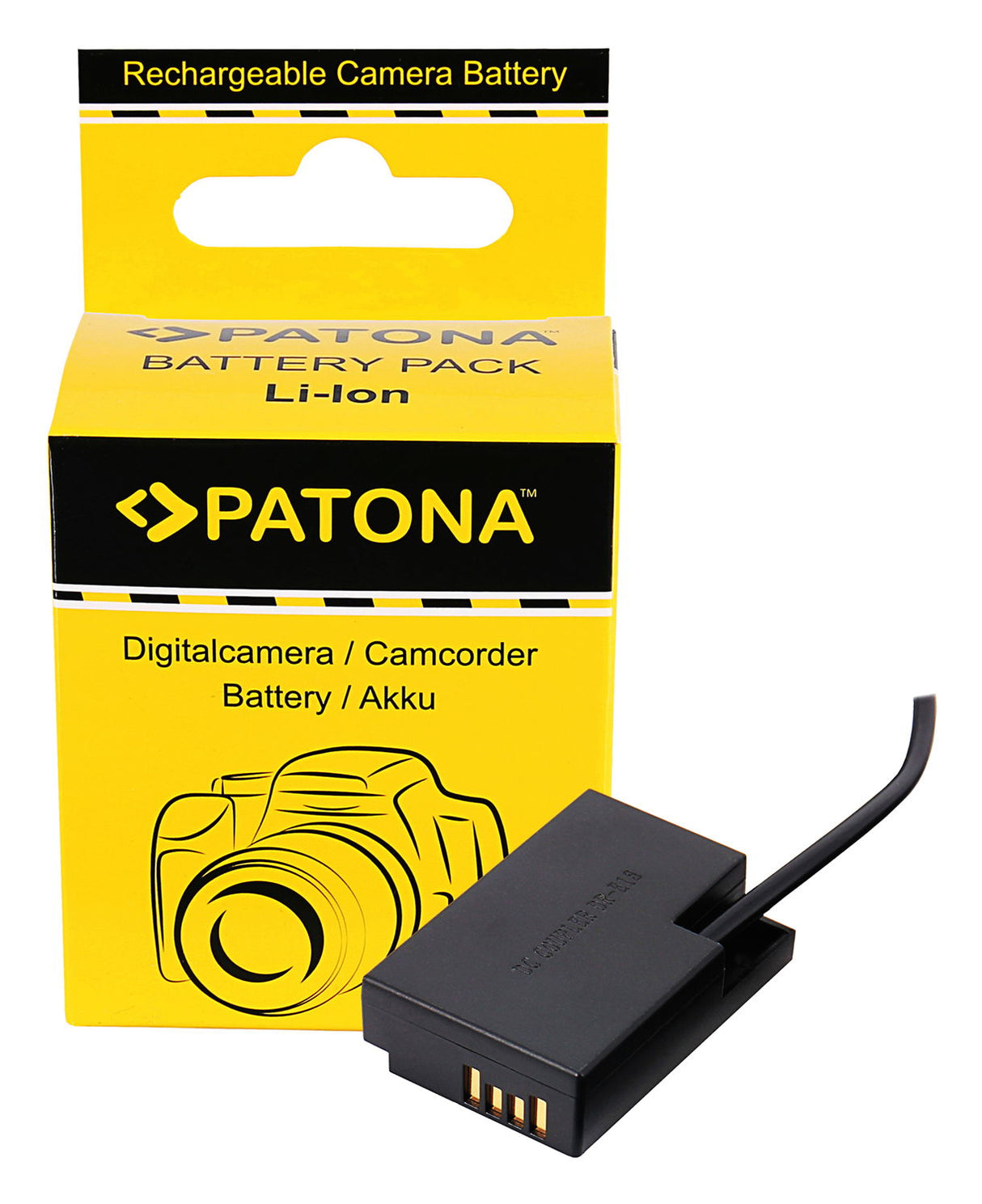 D-TAP input battery adapter for Canon LP-E17 with black connector and power cable