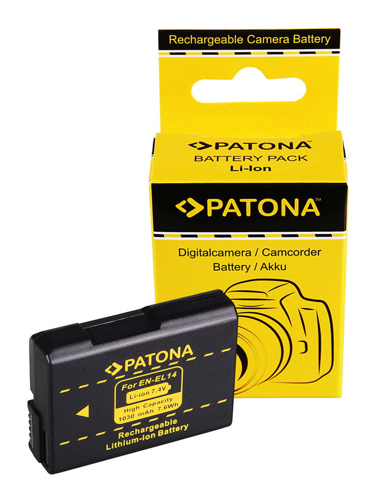 Patona EN-EL14 rechargeable camera battery with retail box, lithium-ion 1030 mAh