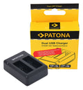 Încărcător dual USB Patona, negru, pentru baterii, cu cutie de prezentare