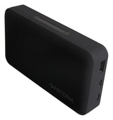 Black power bank with side ports and compact rectangular body