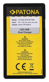 Patona Incarcator Dual Led USB NP-FM50 NP-F550 NP-F750 NP-F970 - View 3