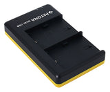 Încărcător dual USB pentru baterii LP-E6, două sloturi pentru baterii, vedere oblică