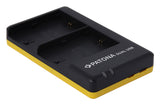 Încărcător dual rapid pentru baterii Canon LP-E6, două locașuri, negru-galben