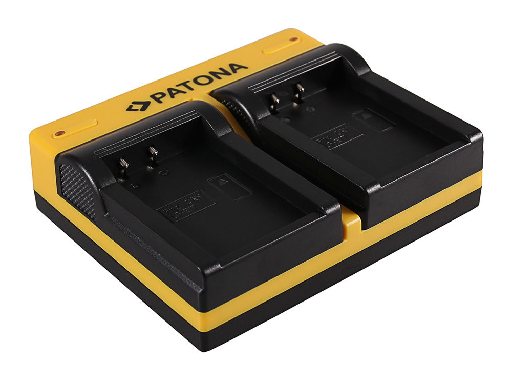 Încărcător dual USB pentru Canon LP-E17, vedere de sus cu două poziții