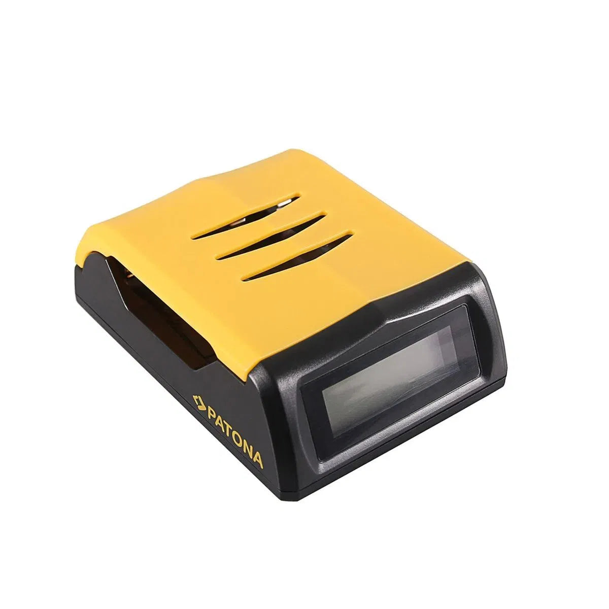 Încărcător rapid AA/AAA cu ecran LCD, capac galben și carcasă neagră
