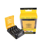Încărcător rapid AA/AAA cu ecran LCD și micro-USB; încărcător negru-galben