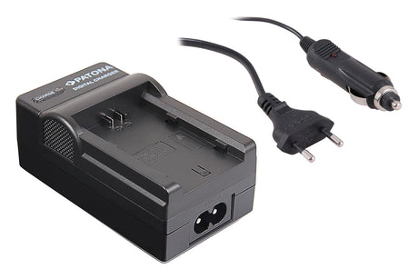 Digital camera battery charger with AC plug and side power cable