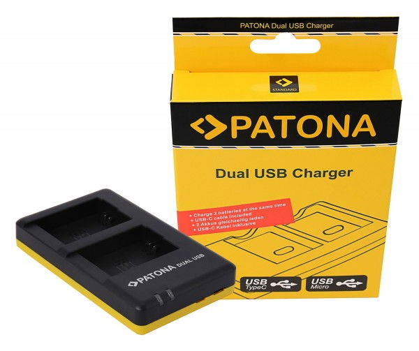 Încărcător dual USB Patona pentru baterii Sony NP-FW50, cu cablu Micro USB