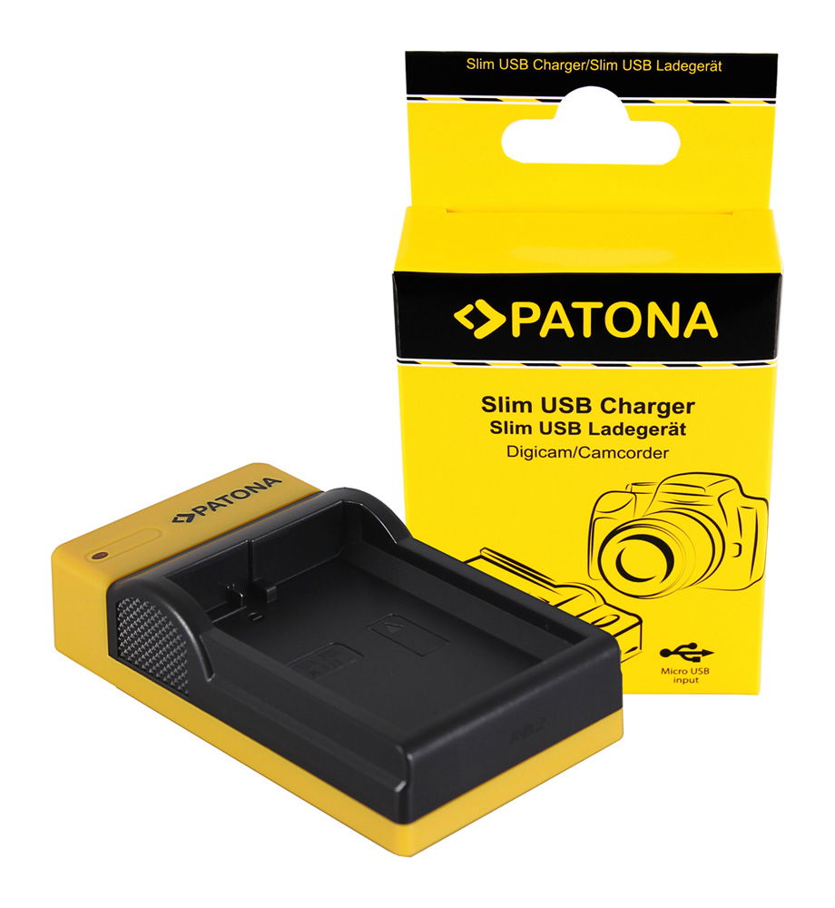 Încărcător USB slim pentru acumulator Nikon EN-EL 14, carcasă neagră și galbenă