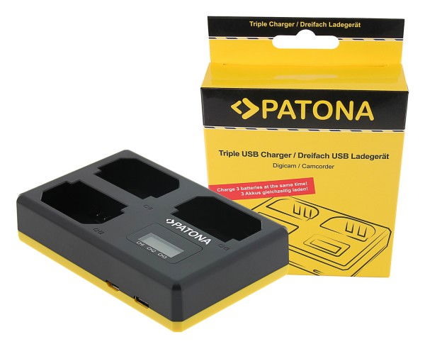 Patona triple USB charger for Sony NP-FZ100 batteries, 3-bay desktop dock