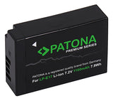 LP-E17 battery pack, black with green PATONA Premium Series logo and capacity text