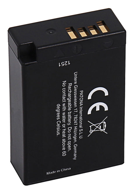 LP-E17 battery pack side label with recycling symbol and regulatory text on black