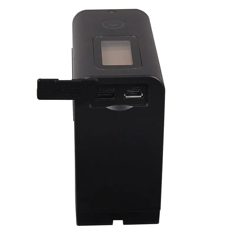 Battery pack with USB charging port and DC input, LCD on top