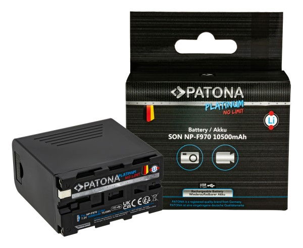 Acumulator Patona Platinum pentru Sony NP-F970, negru, cu port USB-C