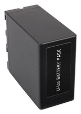 Acumulator Li-ion NP-F970, latura cu eticheta BATTERY PACK, carcasă neagră