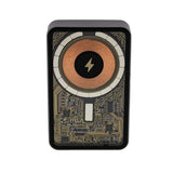 10,000mAh wireless power bank with MagSafe-style charging coil and circuit pattern