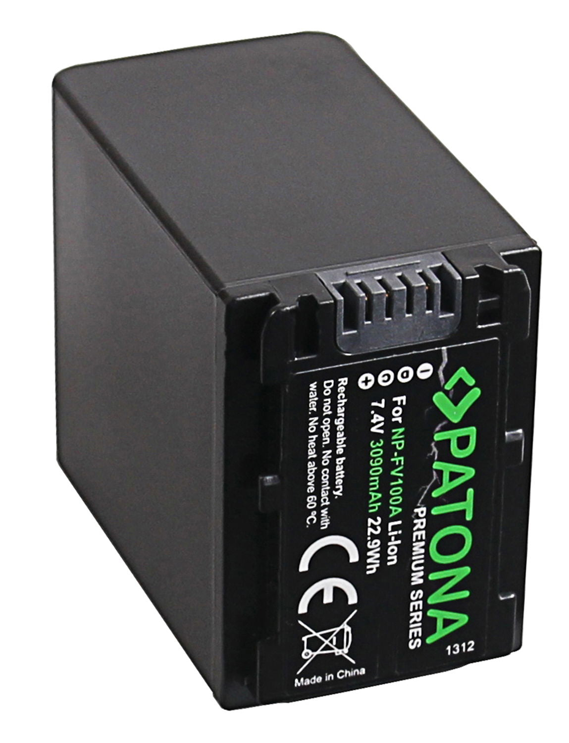 Rechargeable NP-FV100 Li-ion battery pack with side contact terminals