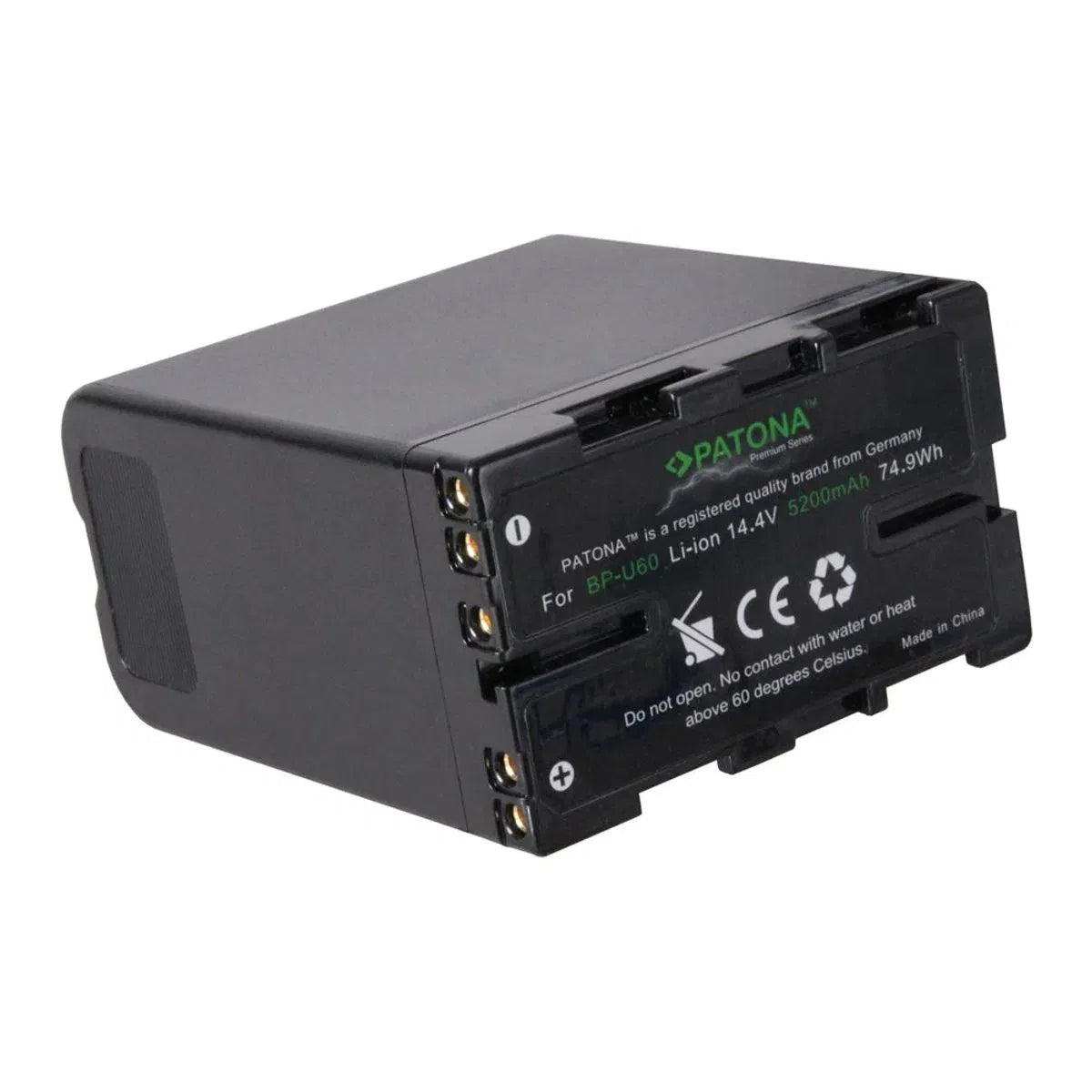 BP-U60 Li-ion battery pack, 5200mAh, black with side connector terminals
