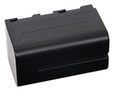 NP-F750 rechargeable battery, smooth black casing with oval top grip