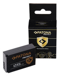LP-E12 rechargeable camera battery with box, black and gold label