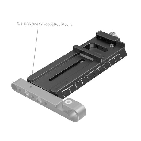 Focus rod mount with engraved scale and mounting holes, plus adjustable top clamp
