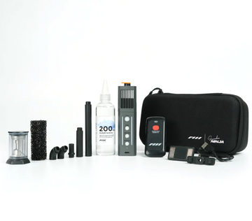 Kit mini mașină de fum portabilă, geantă neagră și accesorii incluse