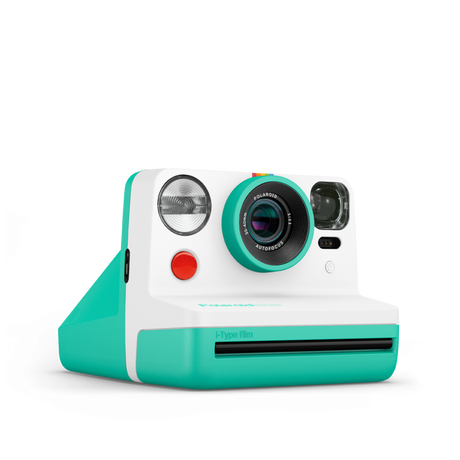 Mint instant camera angled front with lens, flash window, and small control buttons