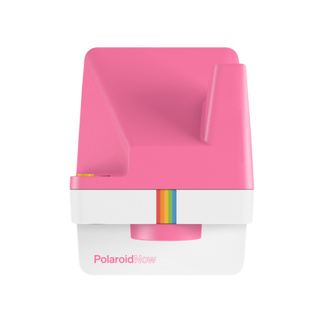 Rose instant camera back with loading slot and rainbow ribbon detail