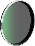 95mm circular camera polarizer filter with silver knurled edge and green-tinted glass