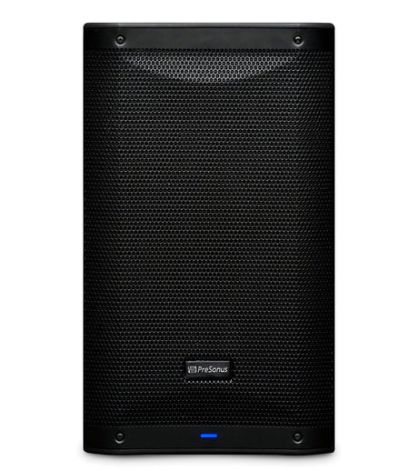 Boxă activă Presonus Air 10, față cu grilaj metalic negru și buton albastru