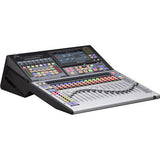 StudioLive 32SC mixer angled view with multicolor buttons, screen, and fader bank