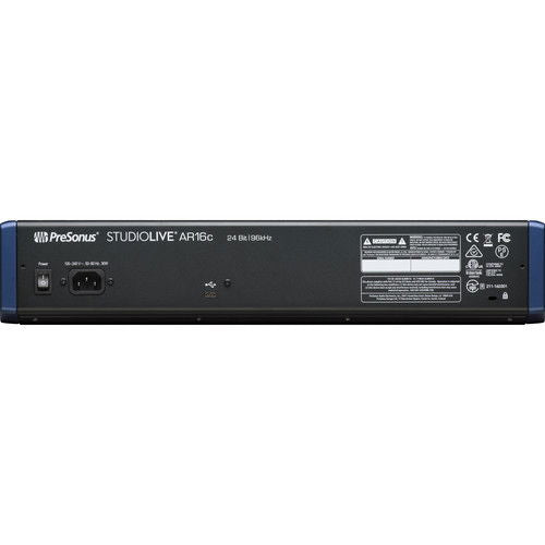 Mixer StudioLive AR16c cu 18 canale, panou spate cu mufe și etichete