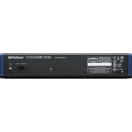 Mixer StudioLive AR16c cu 18 canale, panou spate cu mufe și etichete