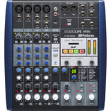 StudioLive AR8c mixer hibrid 8 canale, panou frontal cu butoane și control canale