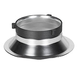 Beauty dish Bowens adaptor ring with black mount and silver metal base