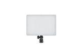 Square LED bicolor light panel with diffuser, mounted on a compact stand