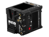 Komodo-X camera side with USB, SDI, audio, and DC-IN ports on black housing