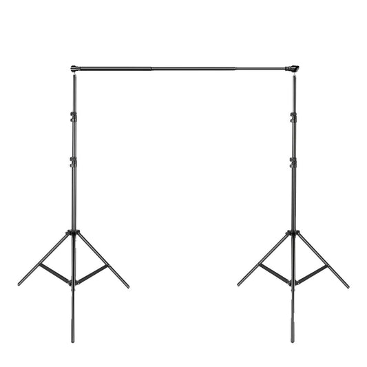 Set 2 stative foto cu bară telescopică pentru fundal, cadru metalic negru