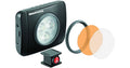 Manfrotto 3-LED video light, black housing with circular diffuser and mounting base
